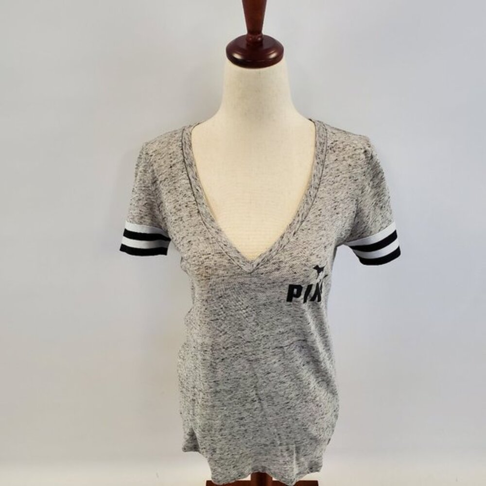 Victoria’s Secret PINK Gray V-neck Tee Shirt